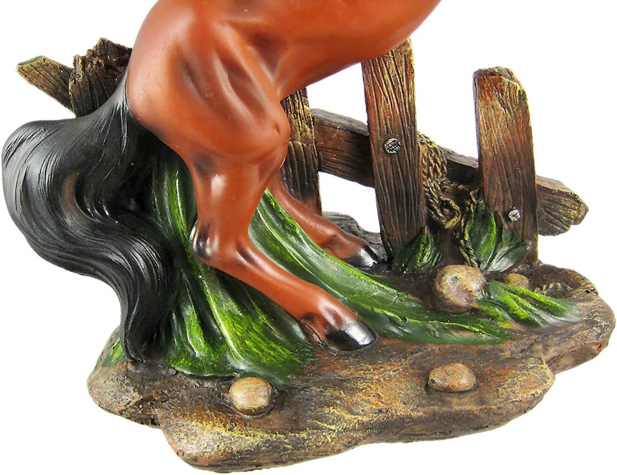 DWK Brown Stallion Horse Table Lamp W/Nature Print Shade