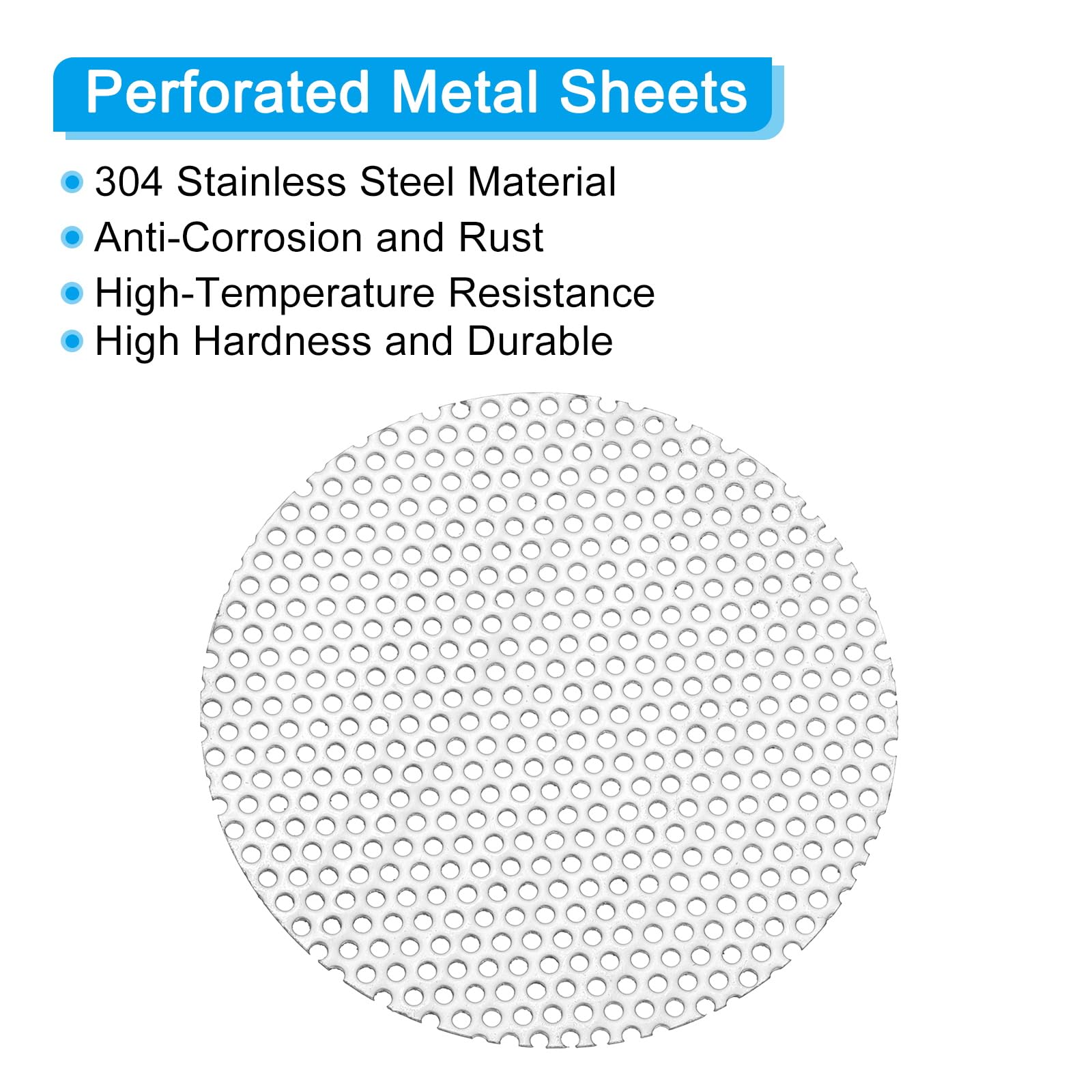PATIKIL 2.8" Diametro 304 Lamiera Forata in Acciaio Inossidabile, 2 Pz 0.06" Foro 19GA Rete metallico Espansa a Fette rotondo Piastra Schermo Decorativo per Griglie, Tono Argento