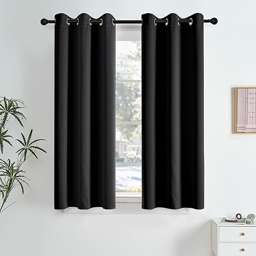 100% Black Out Curtains 63 Inches Long 2 Panels for