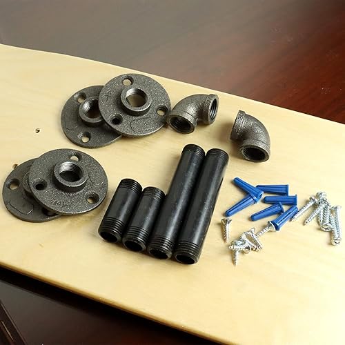 Miniatura 6 de Estante flotante de plataforma de patineta de estilo industrial con sistema de montaje de tubería - Estantería de patín interior hecha a medida -