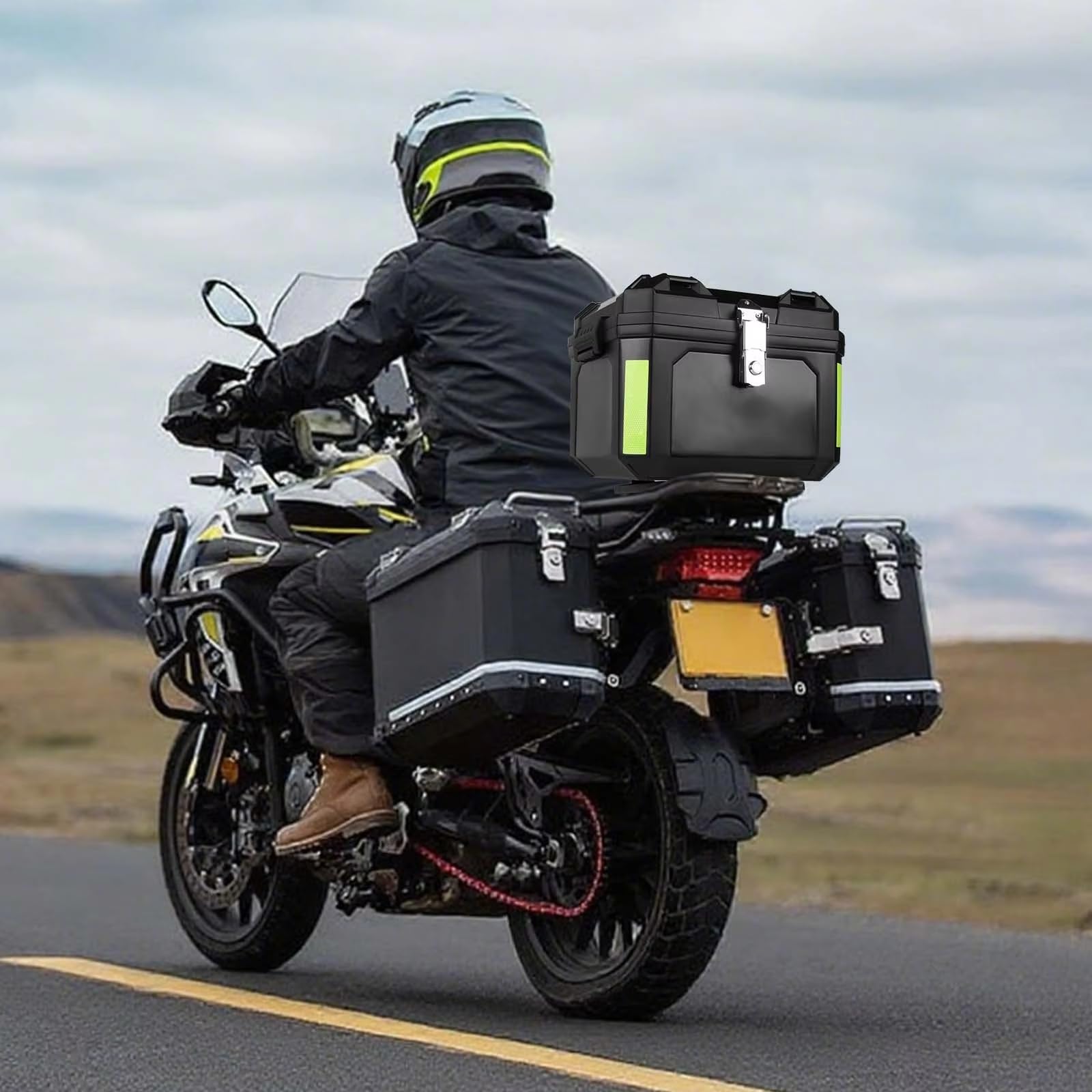 Borsa Portapacchi Bauletto Moto Resistente 45L E 55L Con Serratura Rigido In Materiale ABS Universale Per Scooter Turismo | 55L