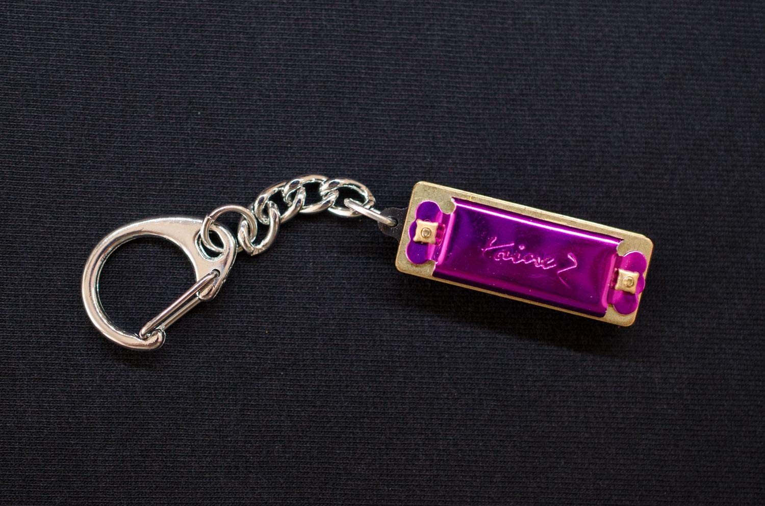 Miniblings Purple Harmonica Key Ring Chain Playable Metal Musik Instrument, 35mm - Image 3