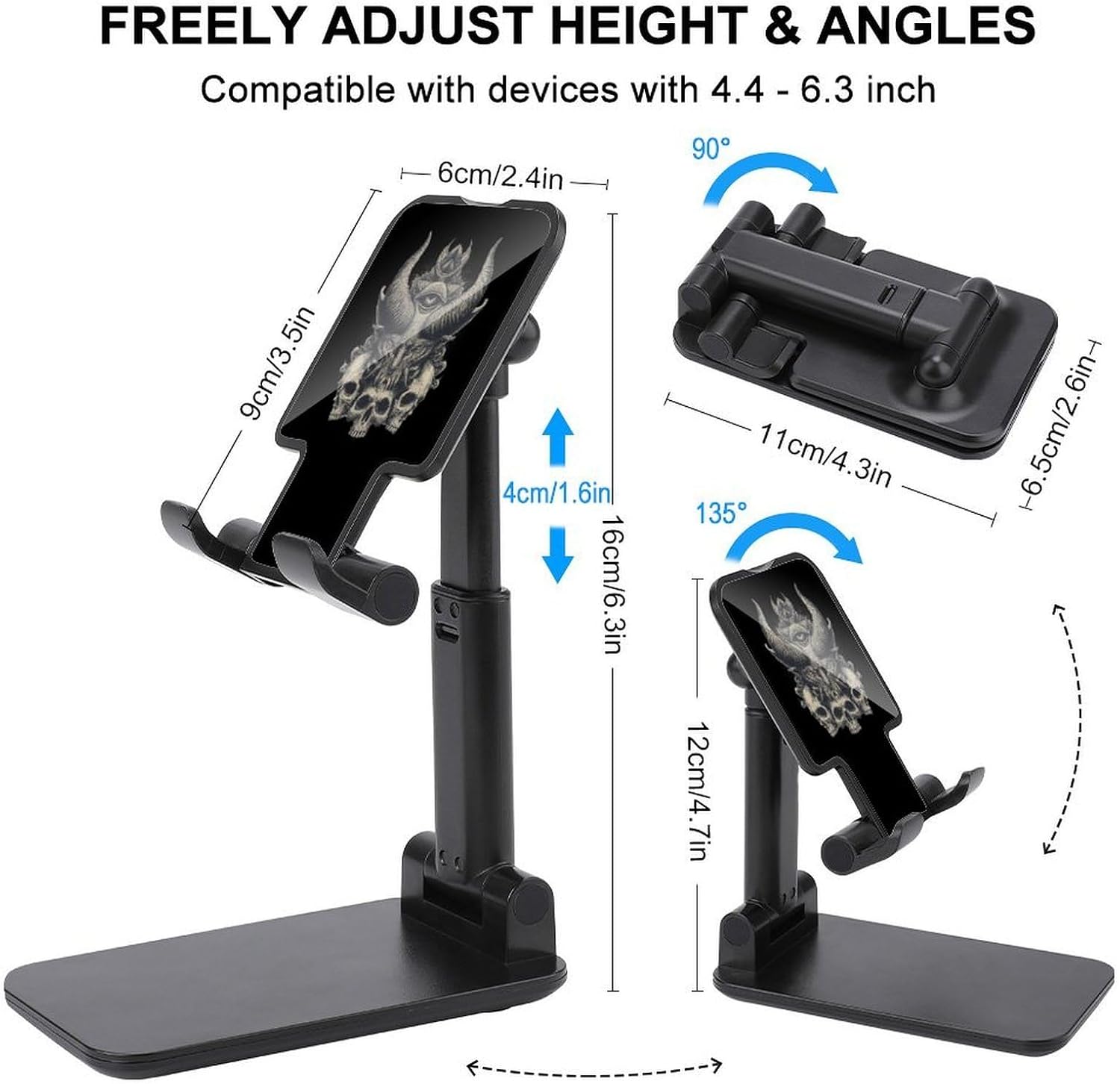 Satanic Demon Skull Cell Phone Stand for Desk Phone Holder Mount image 2