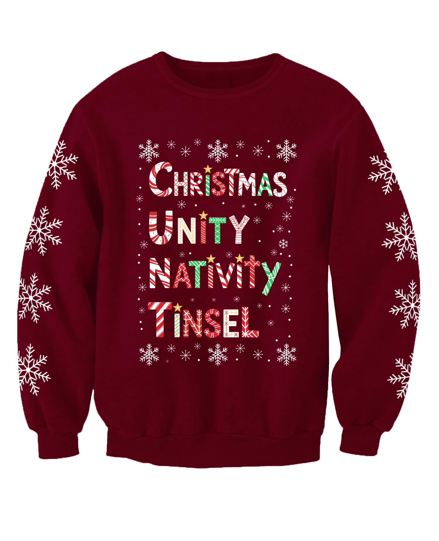 Christmas Jumpers - Nostalgic Unisex Burgandy Tinsel C*Nt Offensive Funny Rude Adults Christmas Jumper Sweatshirt (Uk, Alpha, M, Regular, Regular)