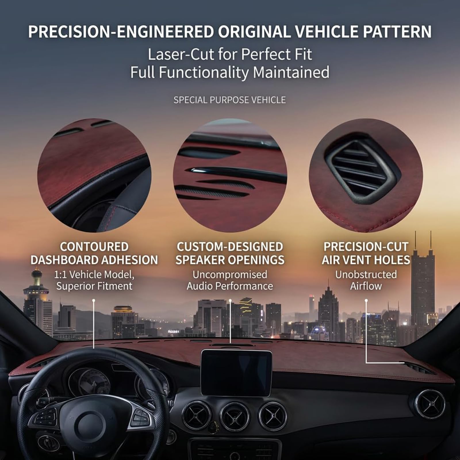Copertura per Cruscotto per Audi A1 citycarver (2019–2026) allstreet | Costruzione Multi-Strato, Taglio Laser Preciso, Isolamento Termico, Aperture Ventilazione, Superficie Morbida