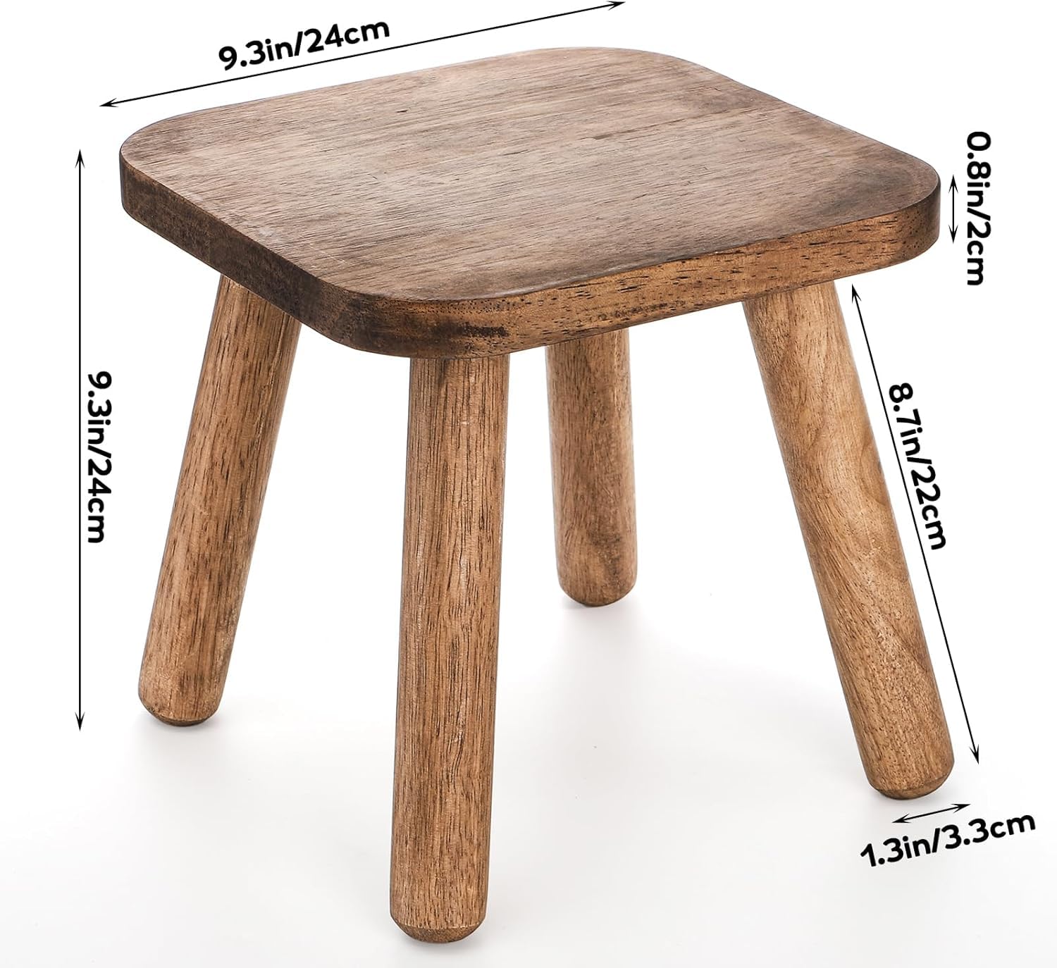 Youeon 9 Inch Small Wooden Step Stool, Non-Slip One Step Stool for Adults Kids, Holds up to 300 Lbs, Portable & Sturdy, Footstool for Bedroom, Bathroom, Kitchen, Easy to Assemble