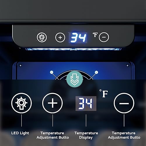 Miniatura 4 de EUHOMY Refrigerador de bebidas de 15 pulgadas bajo encimera, 127 latas, refrigerador de bebidas integrado o independiente con puerta de vidrio, luz