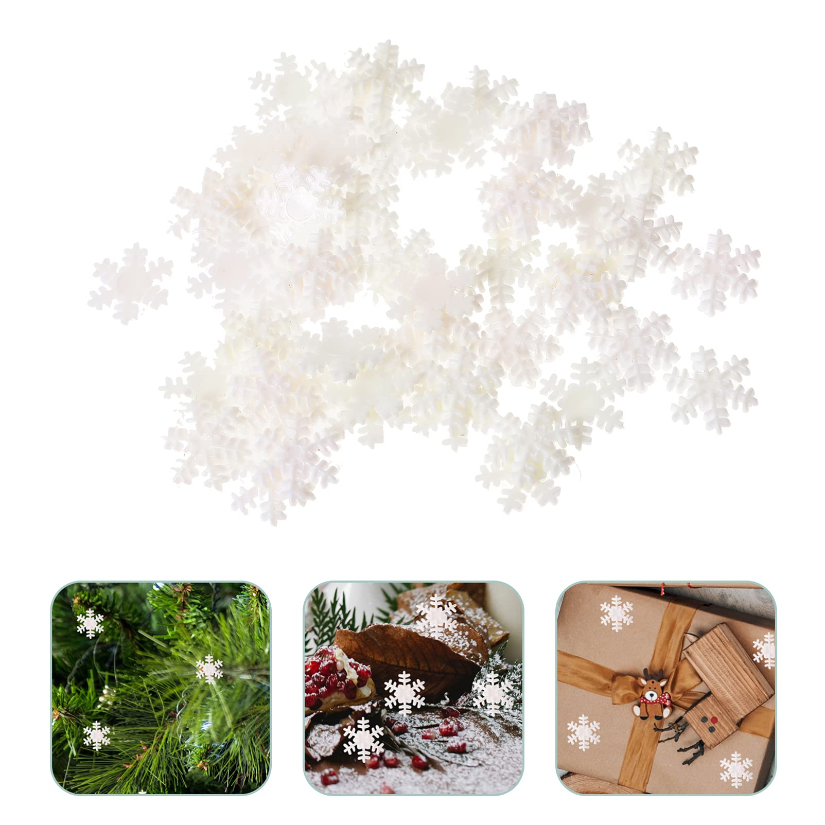 VILLCASE 7 Sätze Schneeflocke Winterdeko Dekoration Winter Weihnachtsassesoires Weihnachtdeko Weihnachts-hüpfburgen Weihnachten Weihnachtsschmuck Weihnachtsbedarf Plastik Weiß 200 Stück * 7