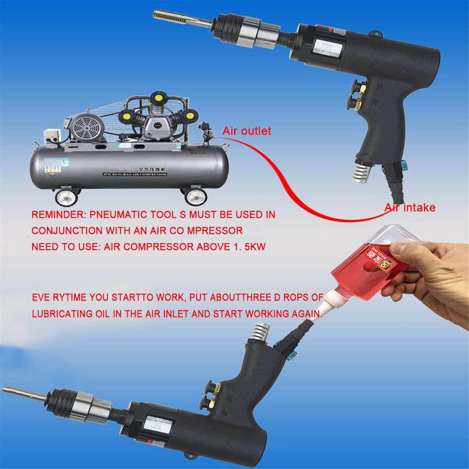 M3-M12 Macchina per Maschiatura Pneumatica, Utensile per Maschiatura con Trapano Pneumatico Portatile, 5-7 Mpa, 850 Giri/Min, con 6 Mandrini, per Maschiatura di Acciaio, Ferro, Rame