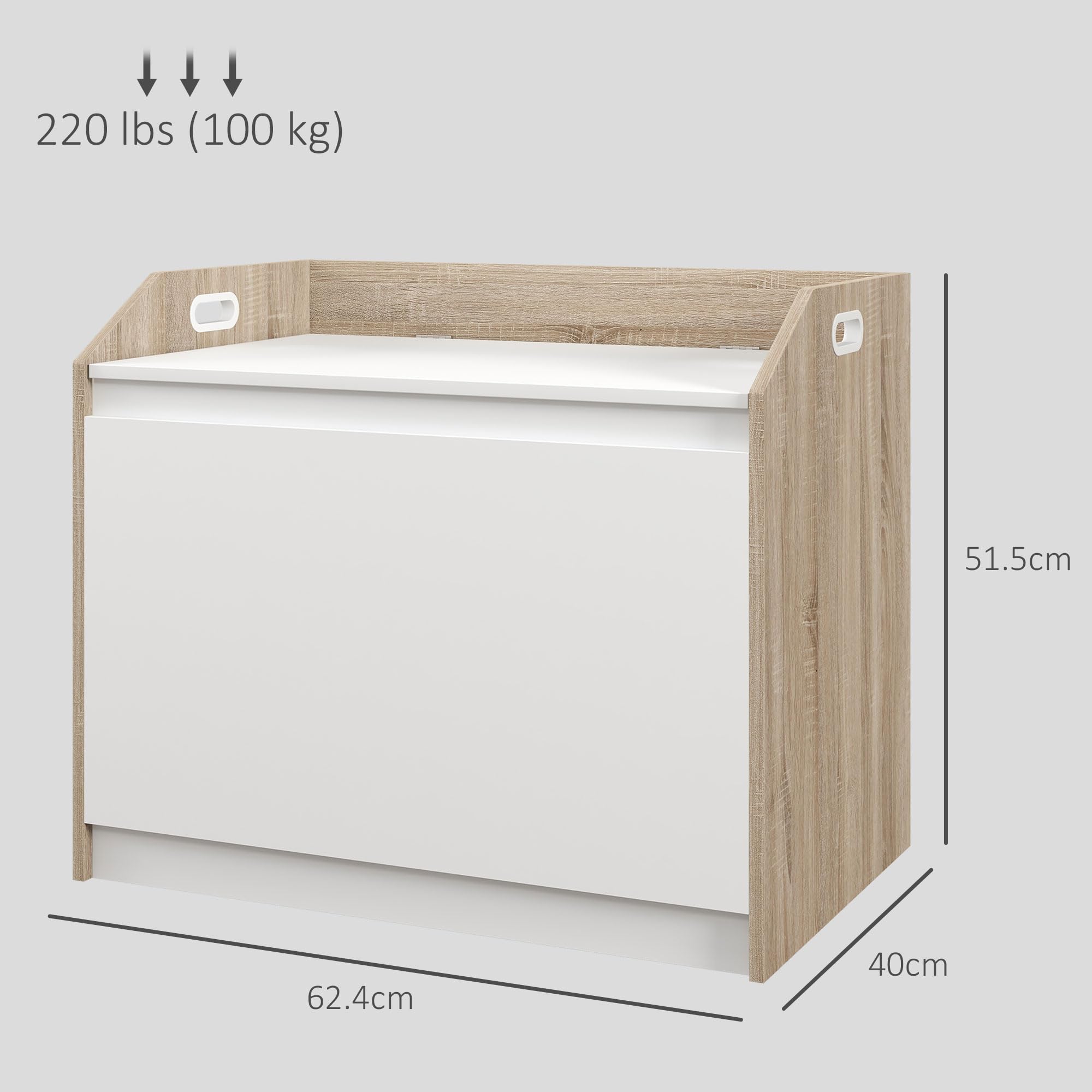 HOMCOM Cassapanca in Legno, con Schienale per Ingresso 62.4x40x51.5cm | Moderna, Panca Contenitore, Camera da Letto