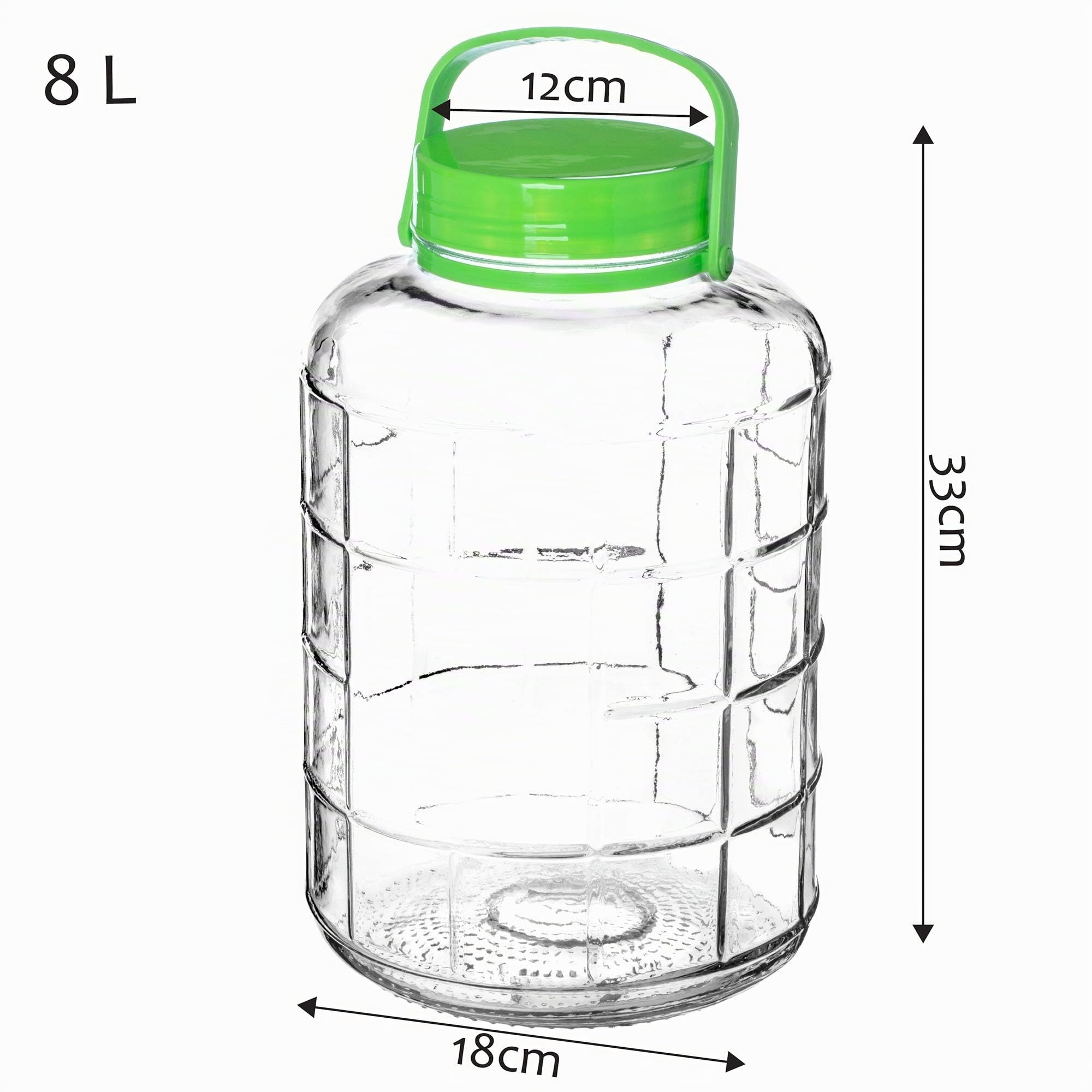 KADAX Grand Bocal de Fermentation en Verre, Récipient de Conservation avec Couvercle Hermétique, Idéal pour la Préparation de Cornichons et Choucroute (8 L)
