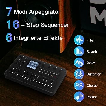 M-VAVE Portable FM Synthesizer with 6 Operators 32 Algorithms 128 Preset Tones 27 Keys Silicone Keyboard 3 Channel MIDI Built-in Speaker for Music Creation