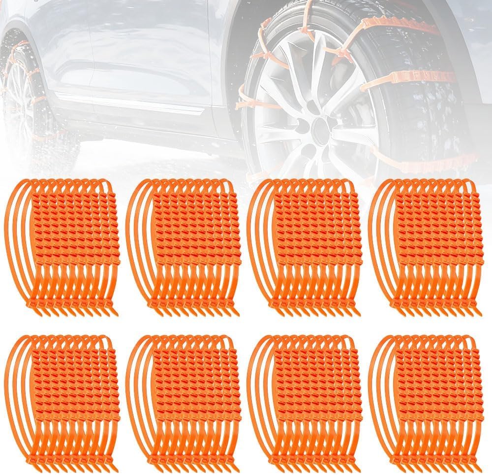 Universal Anti-Skid Snow Tire Chains, 2026 New Emergency Traction Cables for Cars SUVs Trucks, Reusable Winter Safety Chains Snow Ice Mud-35 inch (40pcs)
