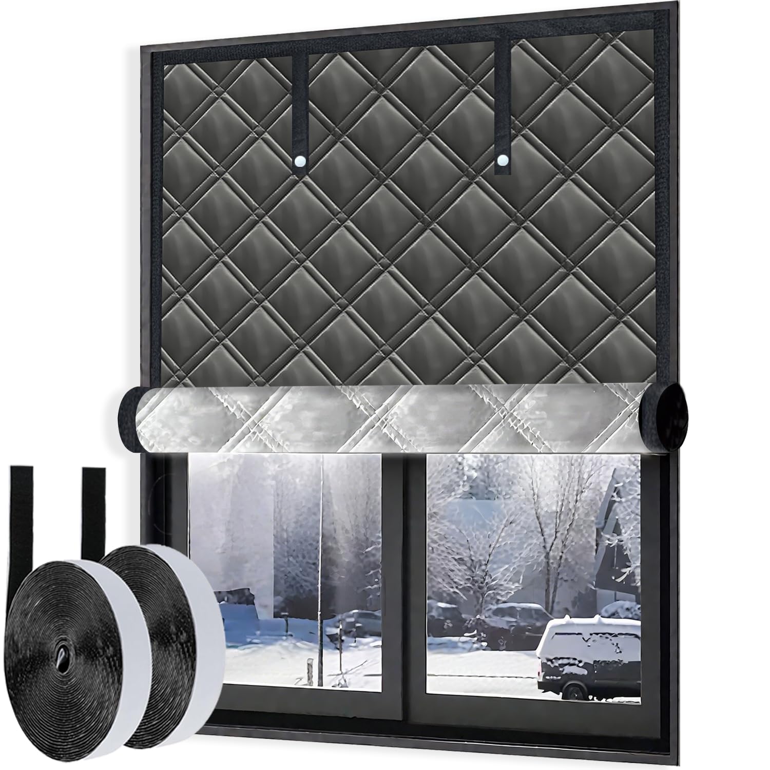 window insulation for winter draft dlocker adjustable max up to 59 x 79" windows insulation kit fit most indoor room rv curtains 3 layers heavy-duty cold weather curtain window cover film velcro install