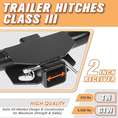Miniatura 6 de Enganche de remolque de remolque clase 3 receptor de 2 pulgadas compatible con Nissan Xterra 00-04, negro
