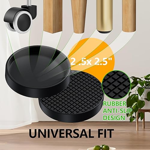 Miniatura 4 de Posavasos para muebles, 4 vasos de muebles de 2.5 pulgadas para suelos de madera dura, almohadillas de goma antideslizantes para muebles, tapones de