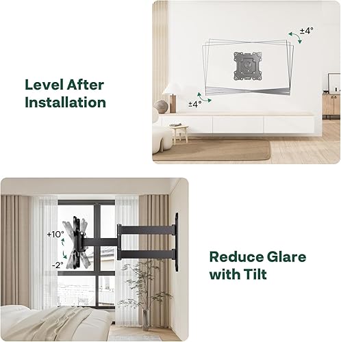 Miniatura 3 de SYLVOX Soporte de pared para TV de esquina para televisores de 17 a 45 pulgadas de hasta 80 libras, brazo articulado único, soporte de montaje de