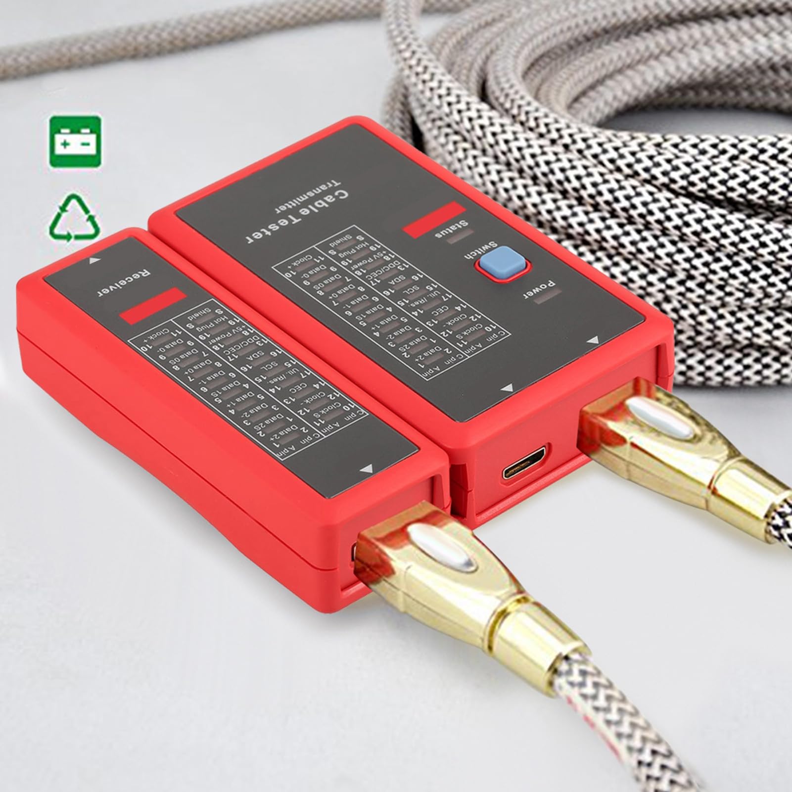 Akozon Probador de Cable HDMI de Alta Definición Portátil HDMI NF-622 Indicador LED para Controlar el Desorden/Estado Corto/Abierto y Cruzado de Cables HDMI