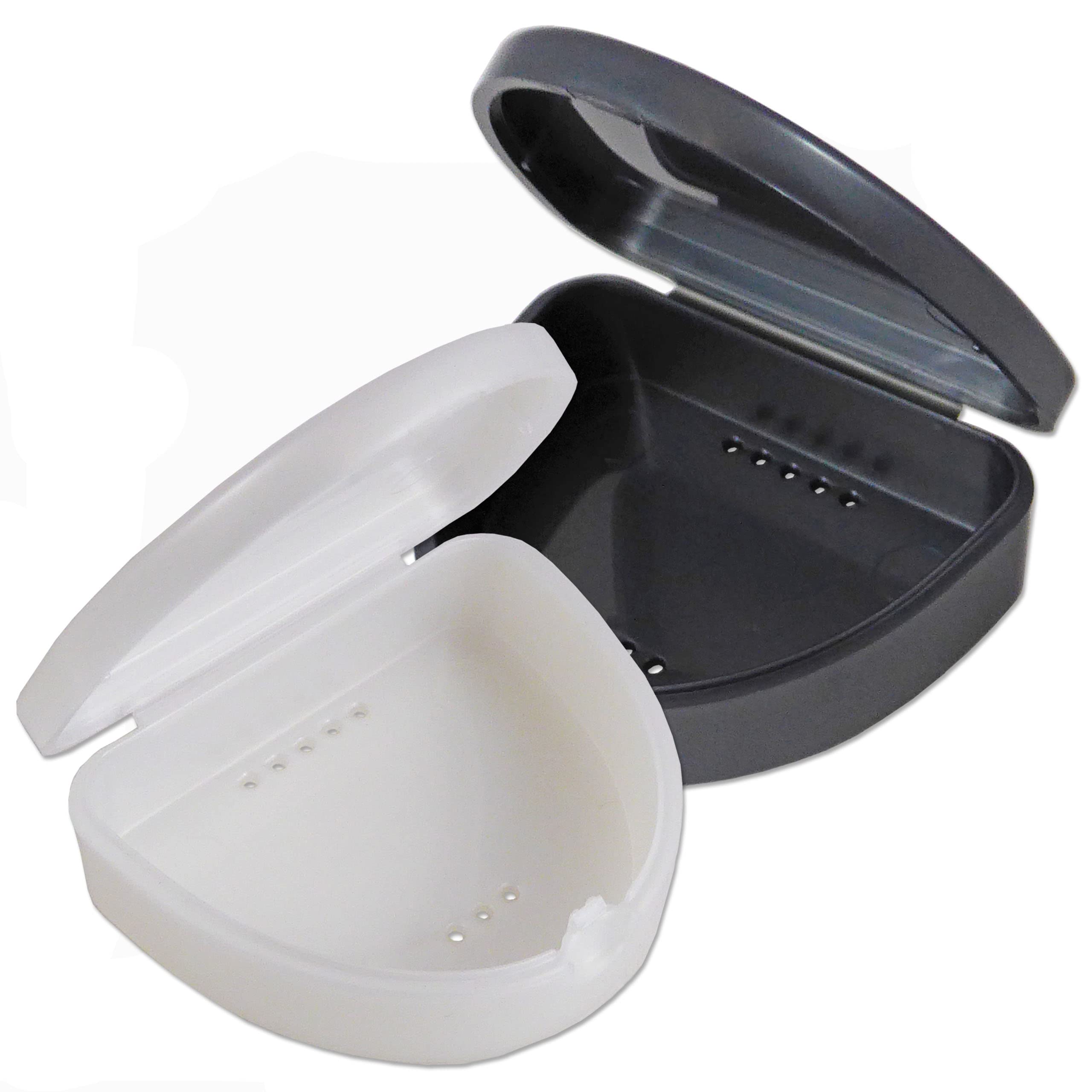 2 x Schlank Kieferorthopädisches Etui - Box für Zahnspangen, Bleaching-Schienen, Zahnersatz & mehr (grau und weiß)