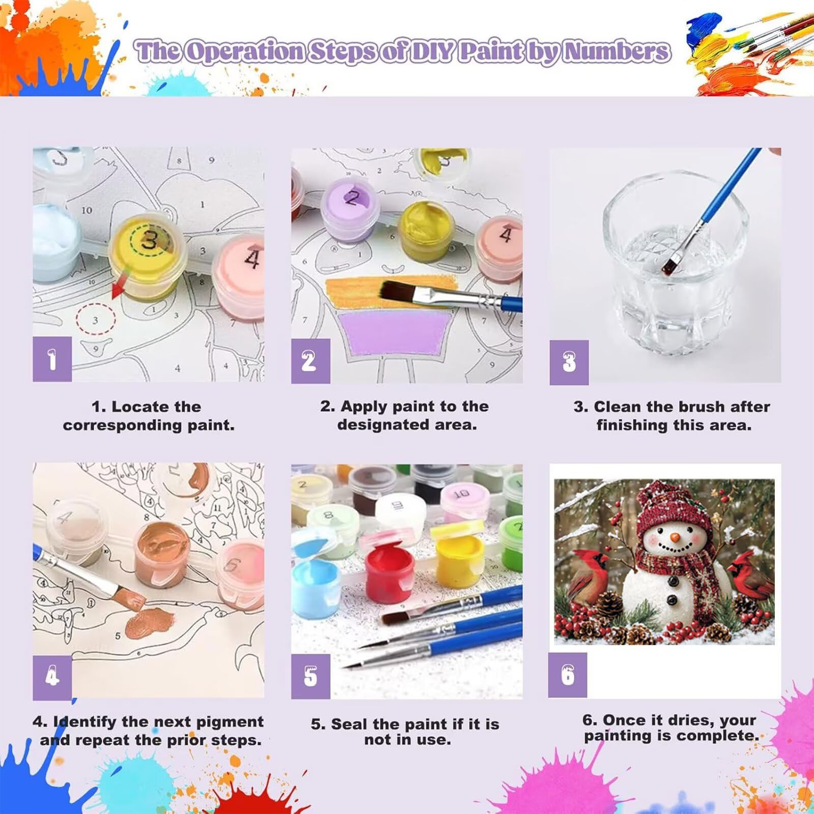 Peinture Numero Adulte NoëL Coloriage par Numero Adulte Oiseau DIY Paint by Numbers, avec Pinceaux Peinture Loisir Creatif Enfant Numéro D'art Cadeau Femme, Pour Decoration Maison 80x100cm H - 579
