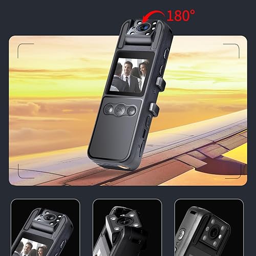 Miniatura 4 de Giurrovo Cámara corporal de 64 GB con audio y video, mini cámaras corporales 1080P con visión nocturna infrarroja, videocámara de bolsillo de cámara