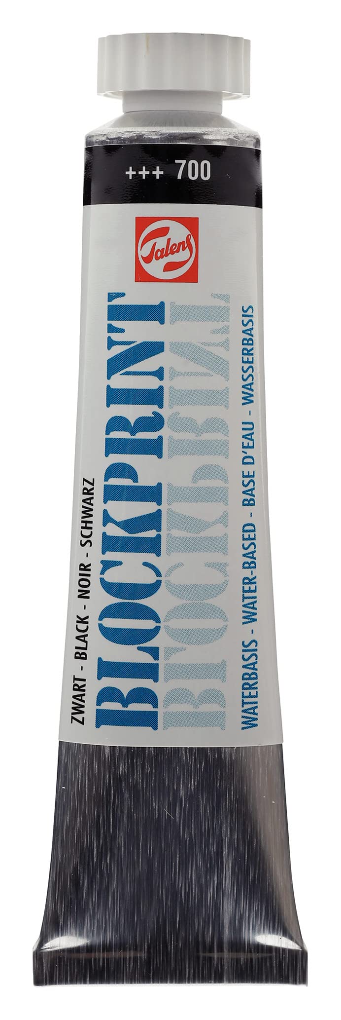 Talens Black Blockprint Quick-Drying Opaque Paint - 20 Ml Tube 700 - Ideal For Stenciling & Stamping - Water Thinnable & Easy To Clean
