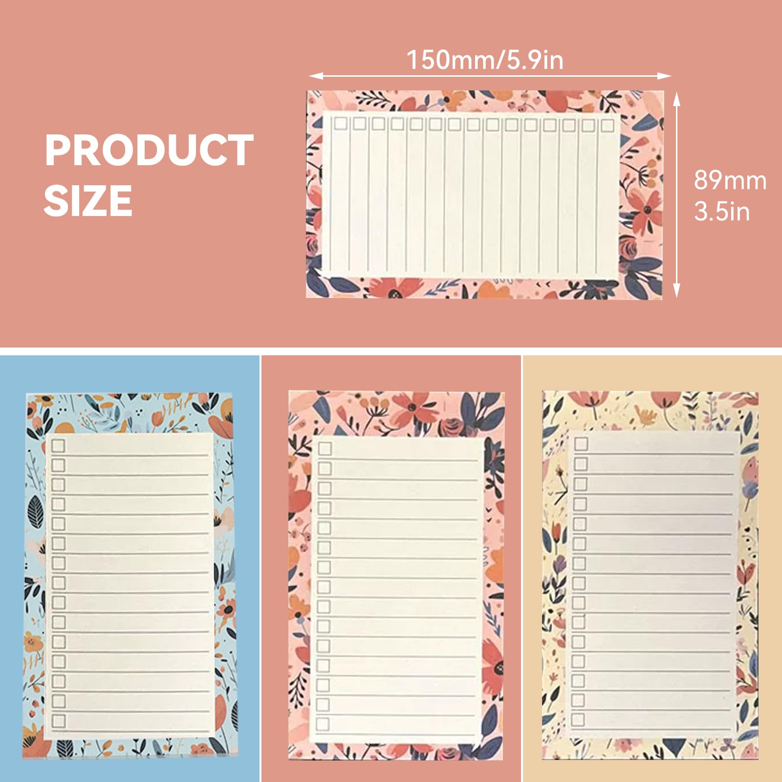 PEAPIN 3 Pack Magnetic Shopping List Pad for Fridge 90 Tear Off Sheets 89x150mm Notepad with Strong Magnet Backing - Image 2