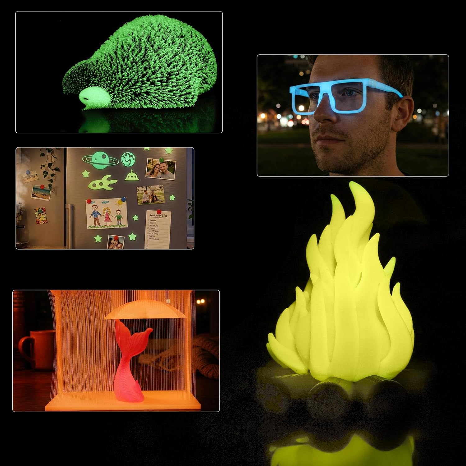 3DHoJor PLA Glow in The Dark Filament 1.75mm 1Kg, 3D Printing Luminous Filament 1.75mm Dimensional Accuracy +/- 0.03mm, Fit Most FDM 3D Printers-Glow Yellow