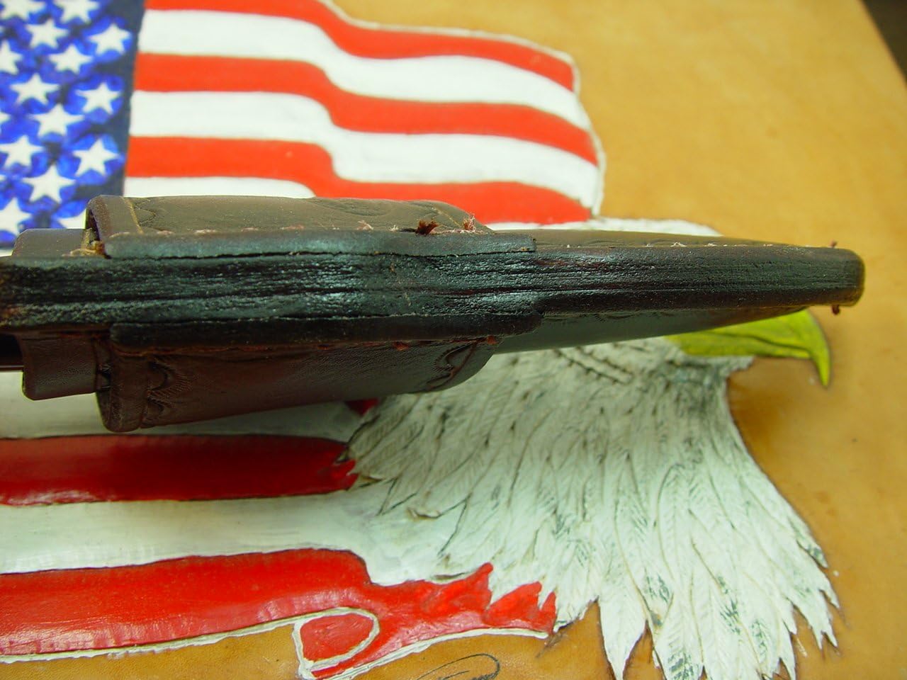 Cross Draw Knife Sheath for Buck 103 Knife, Leather Fixed Blade Knife Holder, Dyed Dark Brown