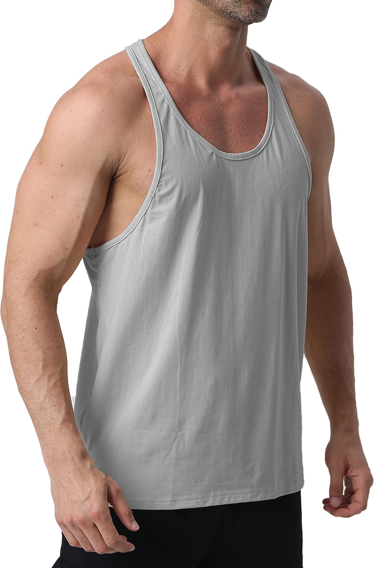 Men’s Gym Y-Back Stringer Tank Top Cotton Casual Bodybuilding Workout Vest Sleeveless Fitness Sportswear