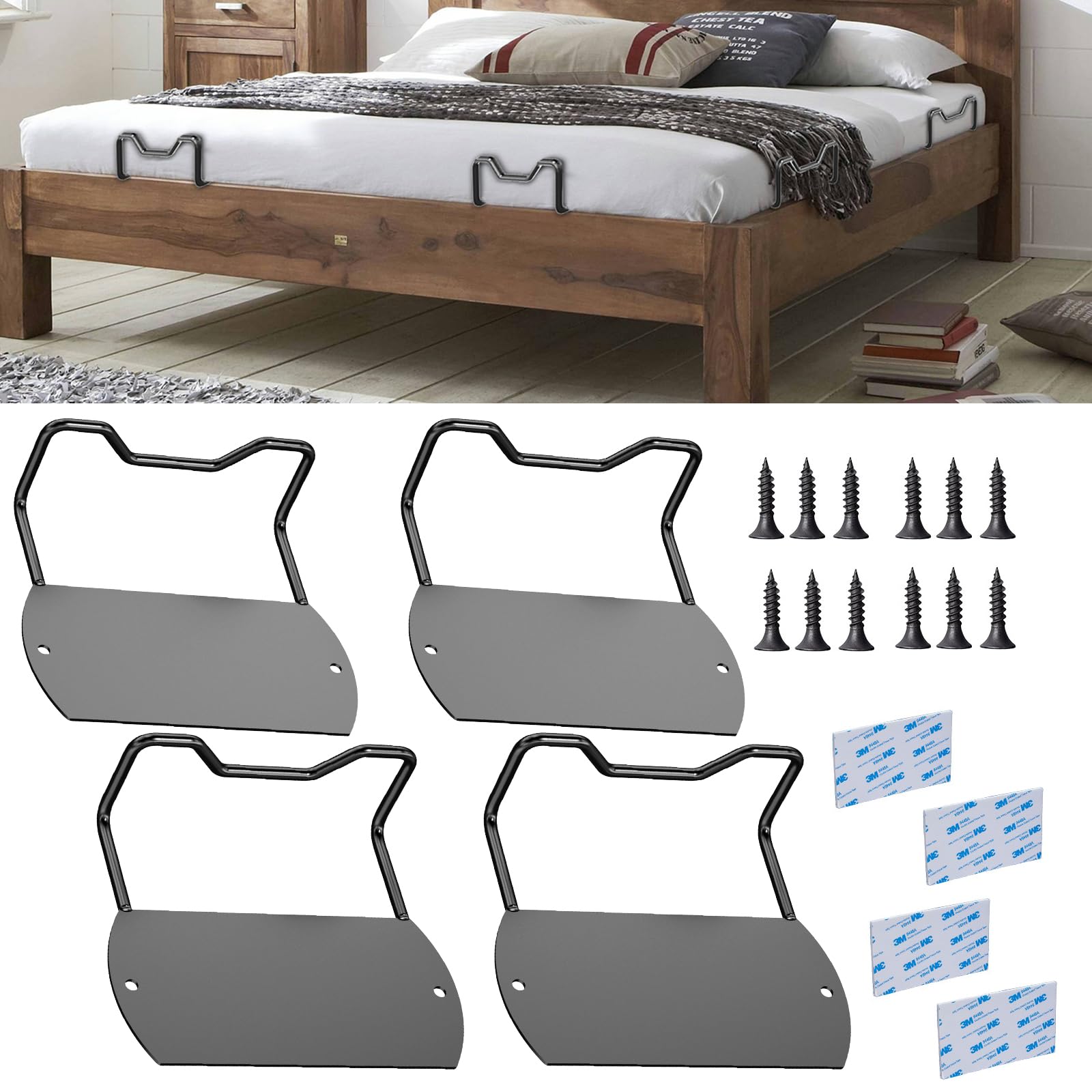 Dolenor Mattress Retainer Bar (Black, 5CM-4PCS)