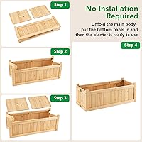 Vista 7 de Giantex Cama de jardín elevada de 27.5 pulgadas, jardinera de madera, maceta rectangular plegable para exteriores con parte inferior extraíble