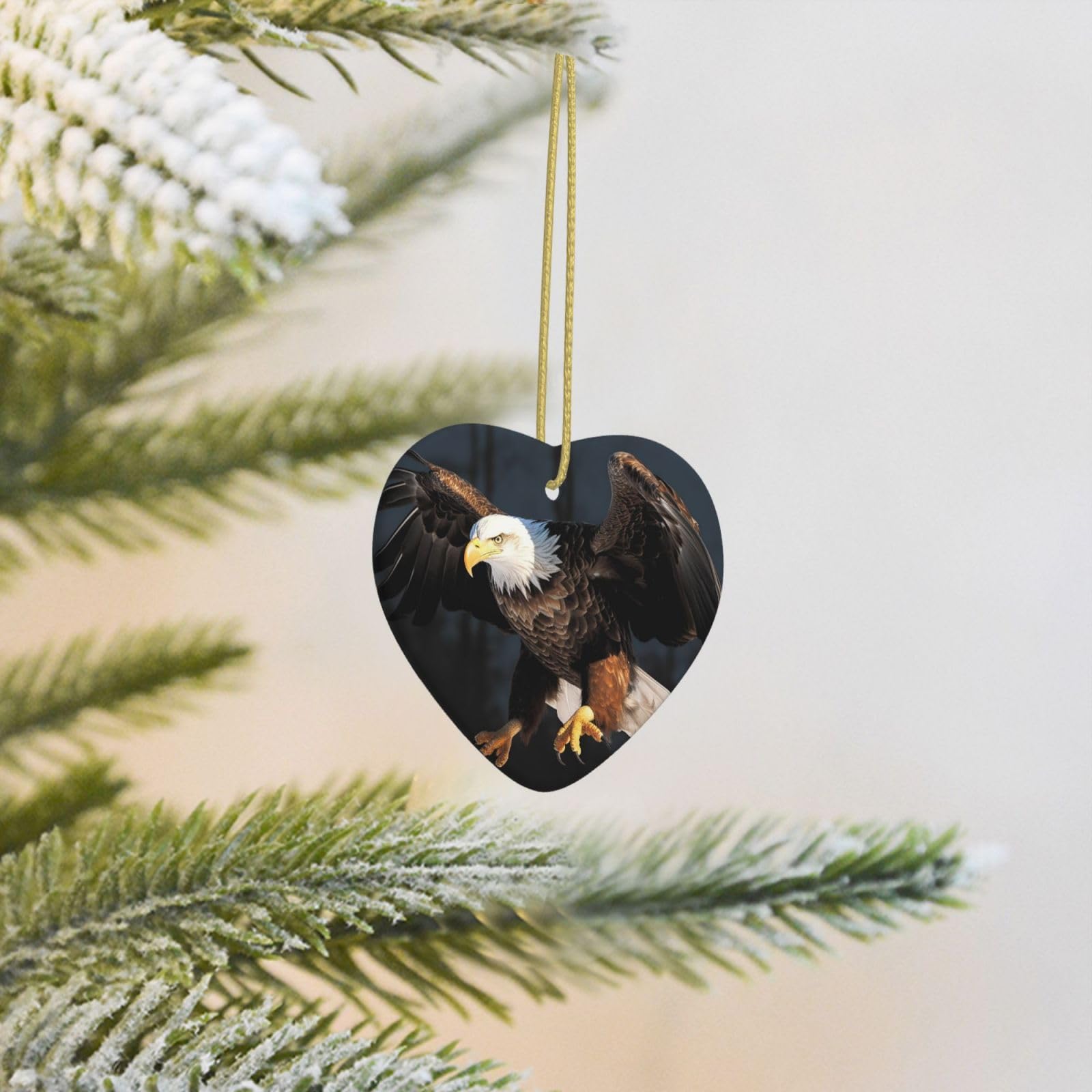 2025 Christmas Tree Decoration Hanging Heart Ornament Bald Eagle Ceramic Ornaments Christmas Tree Decorations Round Pendants for Xmas Tree Winter New Year Party Supplies