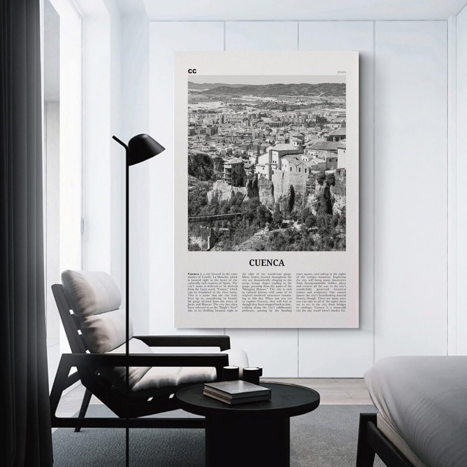 LZTEN Cuenca Stampa in bianco e nero Spagna, Cuenca Wall Art, Cuenca Poster, Cuenca Photo, Cuenca Wall Décor, Spagna, Castilla-La Mancha, España Canvas Wall Art
