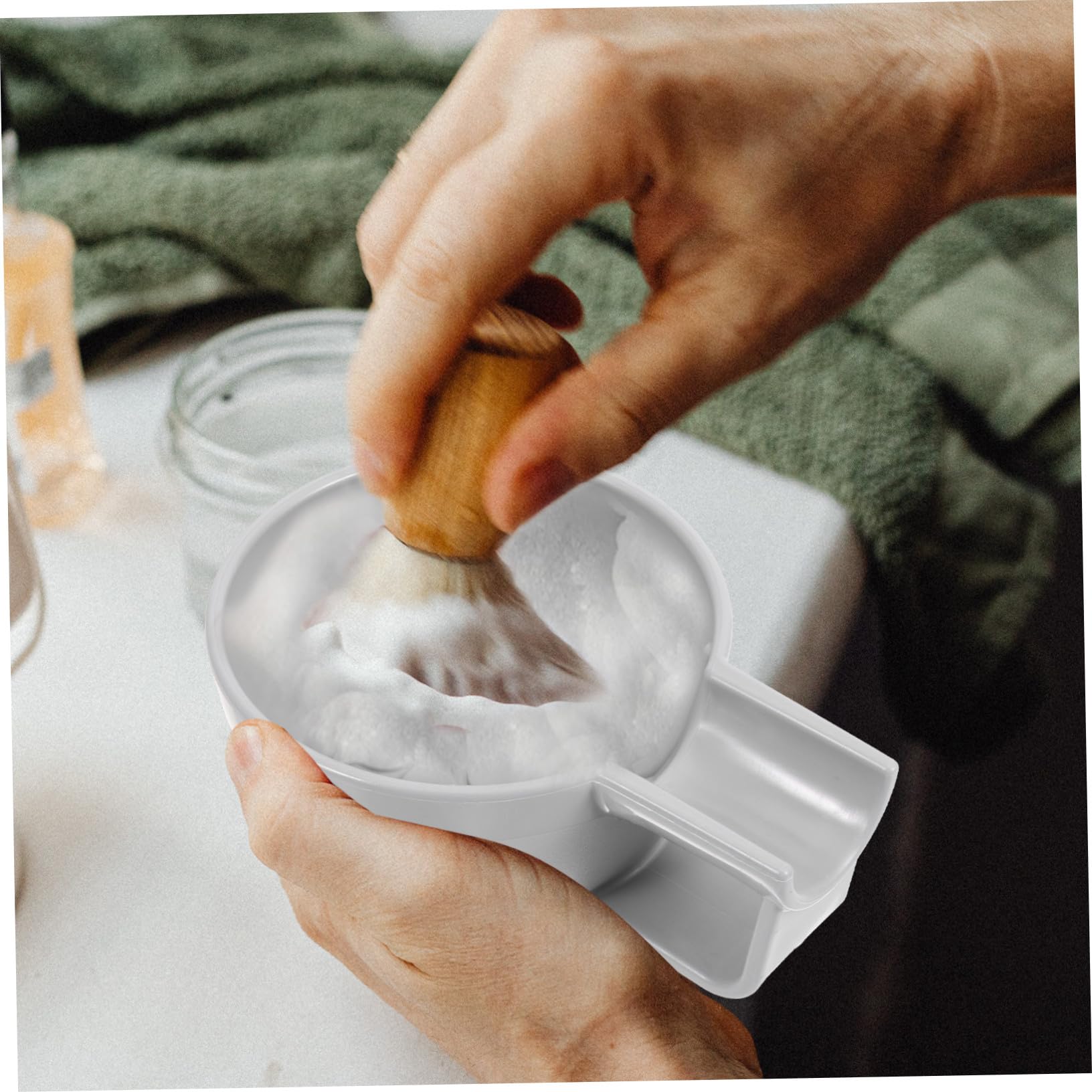 Garneck Bol à Raser Sûr et Pratique en Plastique Pp Grosse Capacité Réutilisable Bol à Bulles de Savonnette pour Crème à Raser pour Hommes