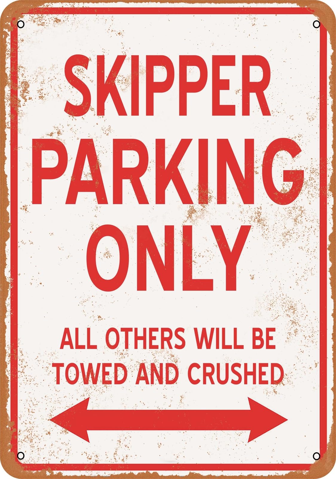 Metal Sign - SKIPPER PARKING ONLY - Vintage Look home decor