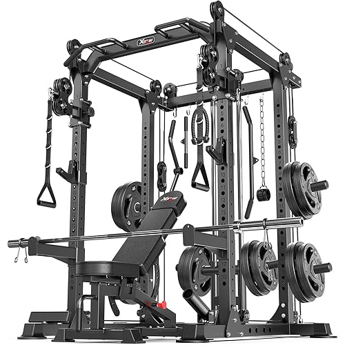 Power Rack Power Cages Multi-Function Squat Rack with Cable Crossover System Selectable More Training Attachment Weight Cage for Garage Home Gym
