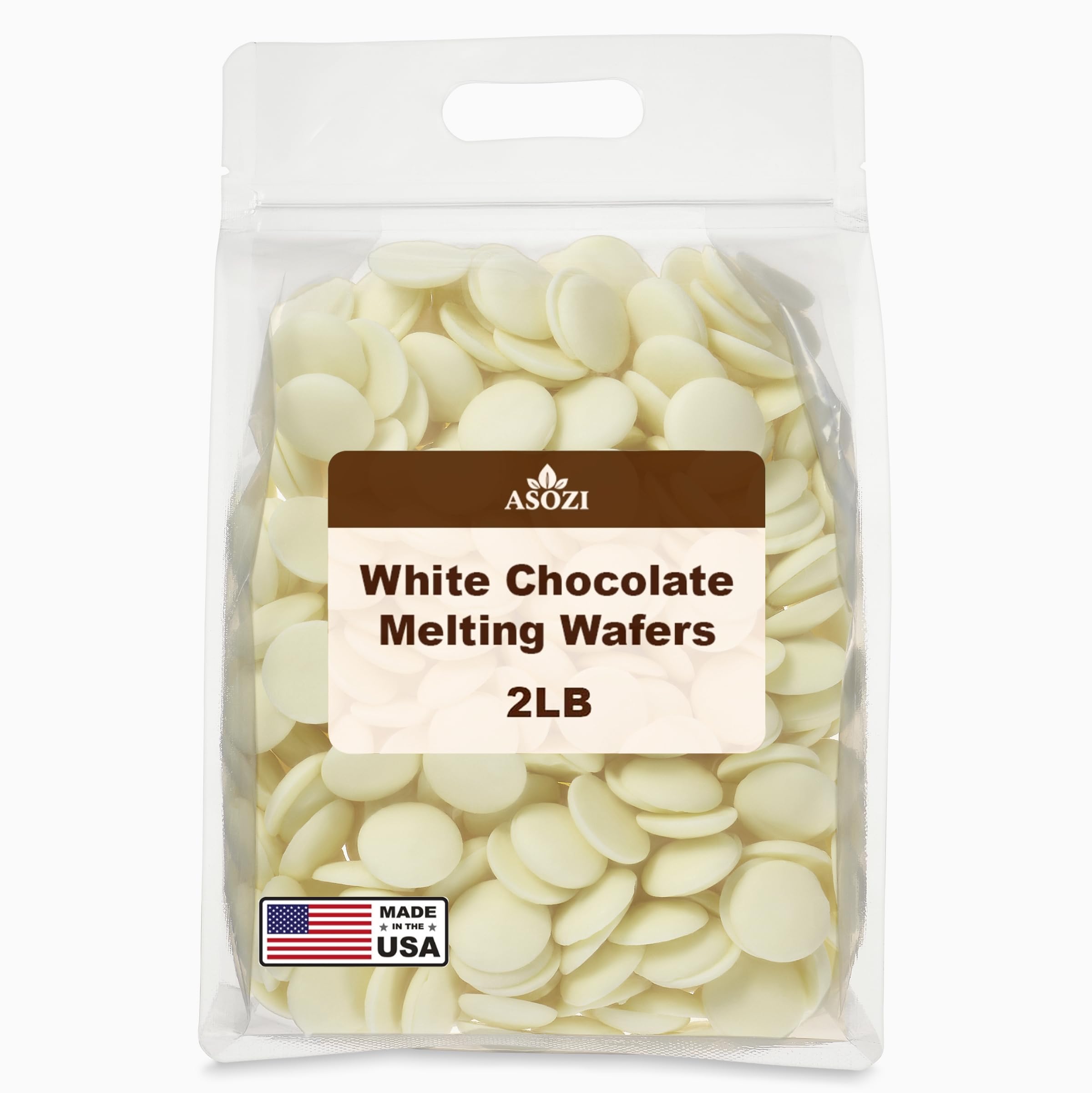 White Chocolate Coating Melting Wafers 2LB- Creamy and Sweet Taste, Perfect for Molding, Dipping, Desserts, and Candy 32oz (White Chocolate) by ASOZI