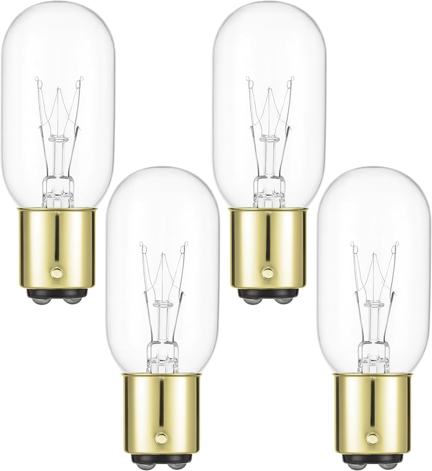 OHLECTRIC 25W T8 Incandescent Bayonet Light Bulb (4-Pack) 2700K Warm White, 190 Lumen, Dimmable, 130V DC Bayonet Base RoHS Compliant, BA15d DC Bay Base Bulb - Replacement for Satco S4721