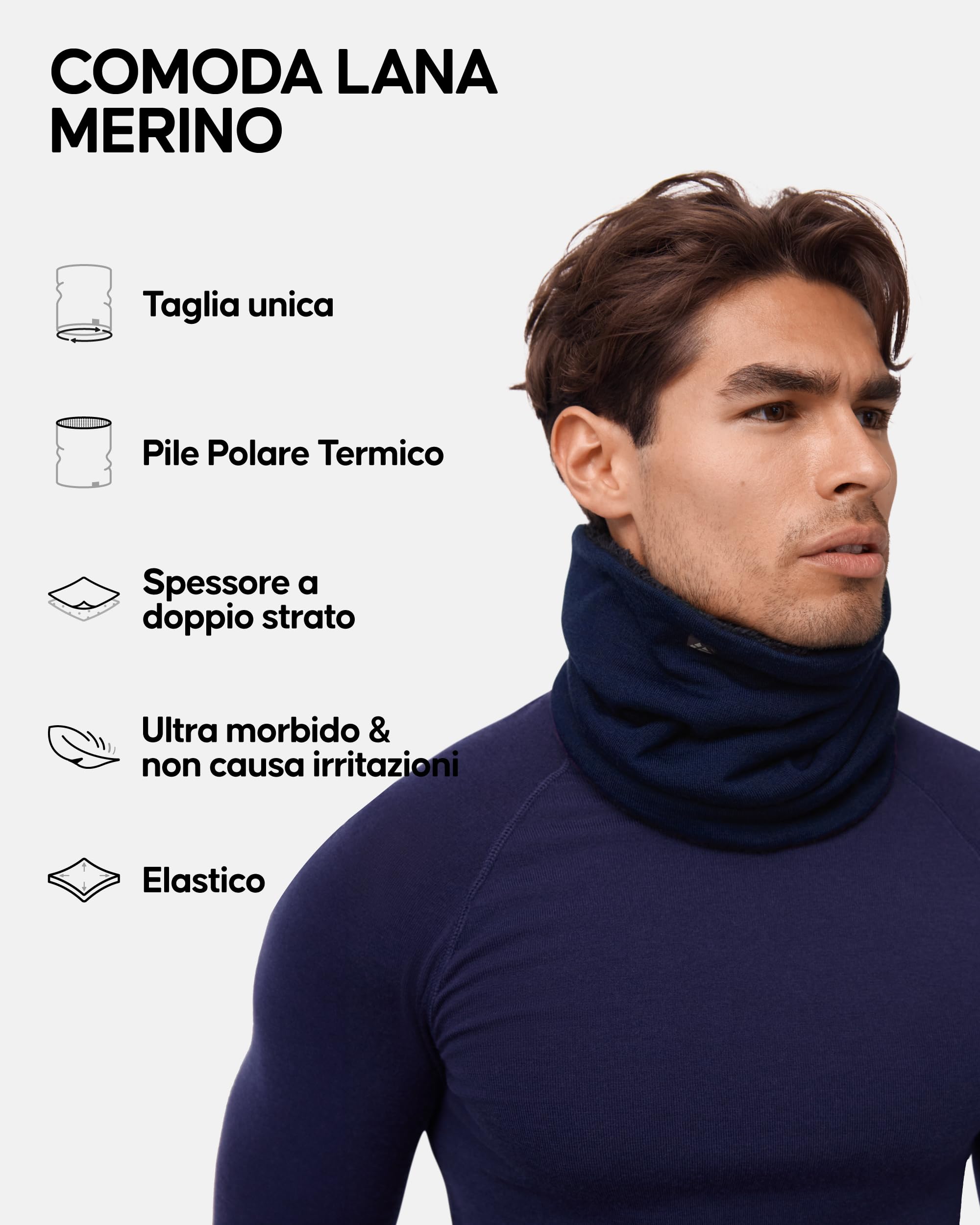 DANISH ENDURANCE Scaldacollo in Lana Merino, per Uomo e Donna, Copricollo, Sciarpa, Ski-Mask Sportiva