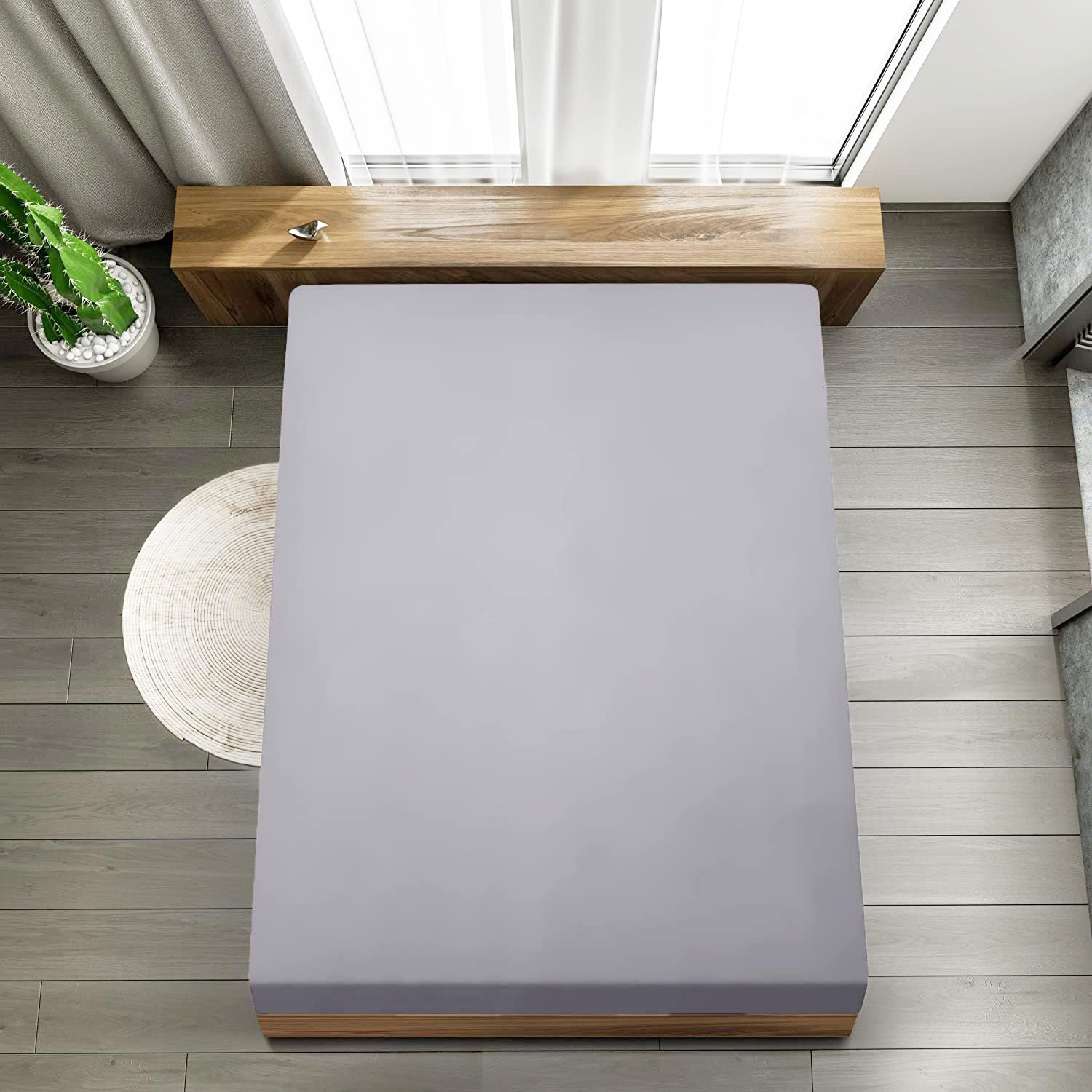 Fitted Sheet Double, Grey - Deep Pocket Bedsheet 10inch (25 cm) - Soft Brushed Microfiber Fabric - Shrinkage and Fade Resistant - Bottom Sheet - Double Bed Fitted Sheets