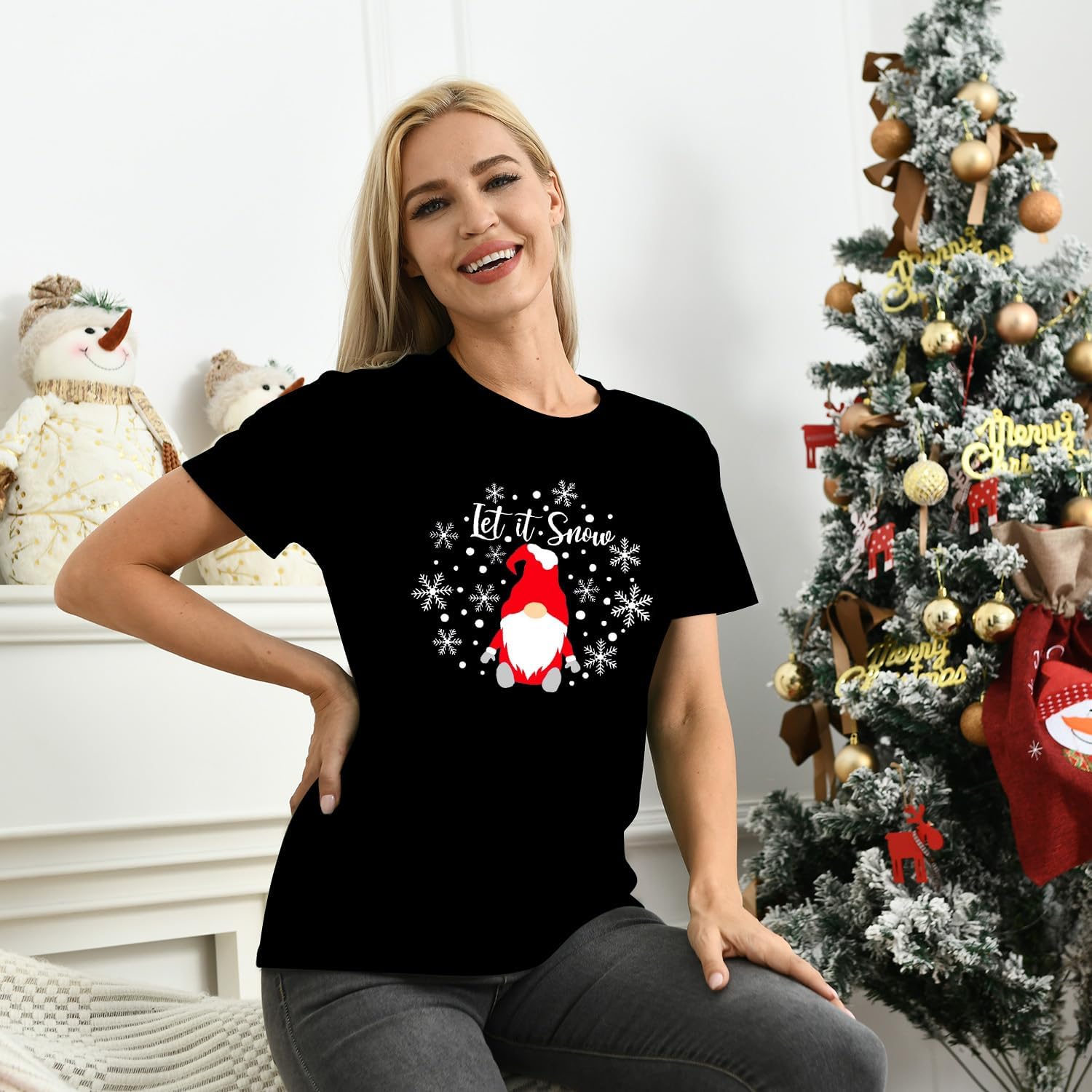 Christmas Shirts for Women Christmas Trees Shirt Xmas Trees Print Holiday Tee Tops - Image 4