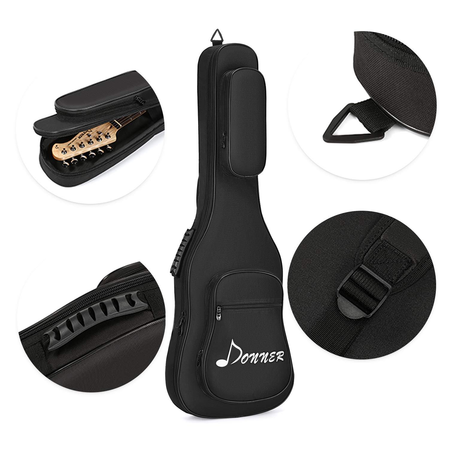 Donner Funda Guitarra Electrica de 39 Pulgadas Acolchada 12mm, Bolsa Guitarra Electrica de Acolchada 600D Ripstop Impermeable Nailon a Prueba de Polvo Suave con Correa Ajustable