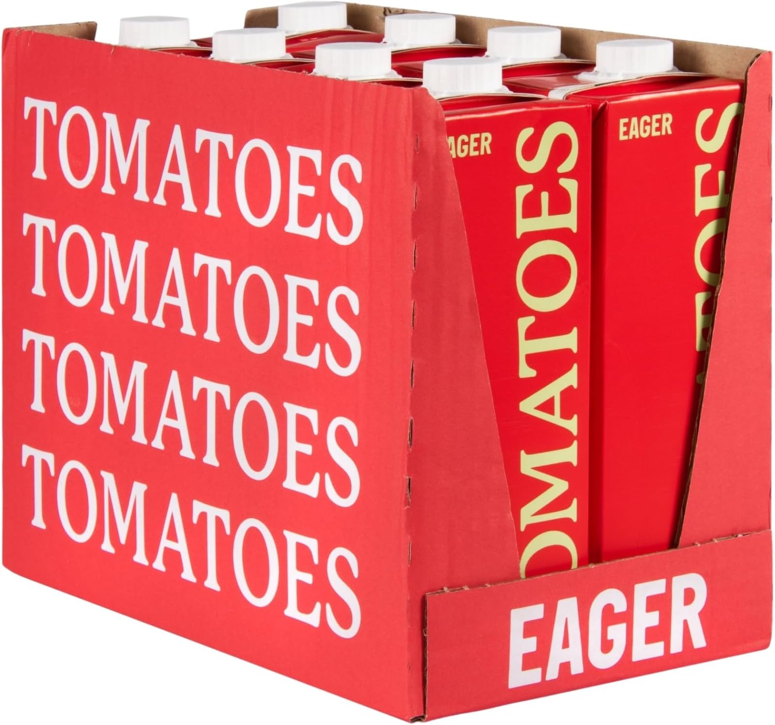 Eager Tomato Juice 100% Pressed, Refreshing Fruit Drink, NFC Not From Concentrate, 1 Litre (Pack of 8)