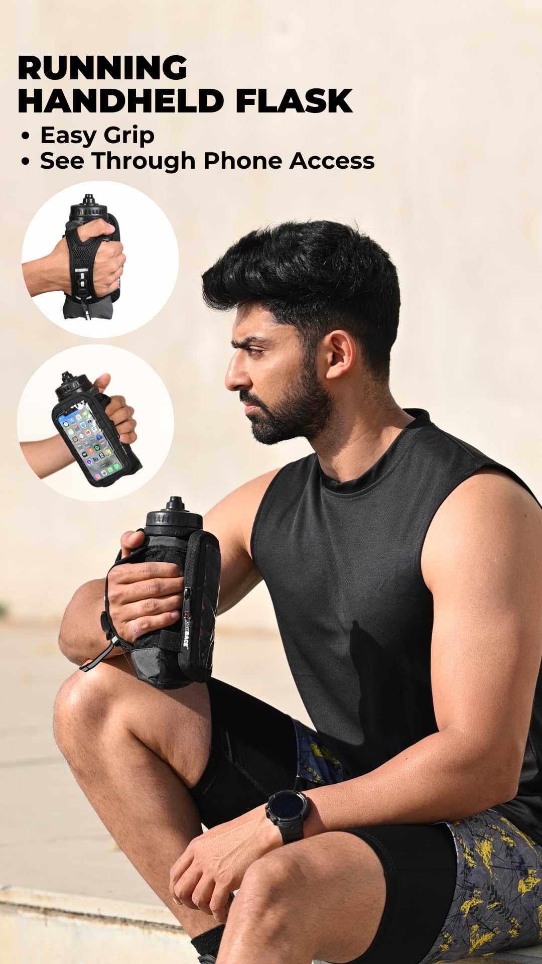 ENDURACE Handheld Flask with Phone Holder - Red 2