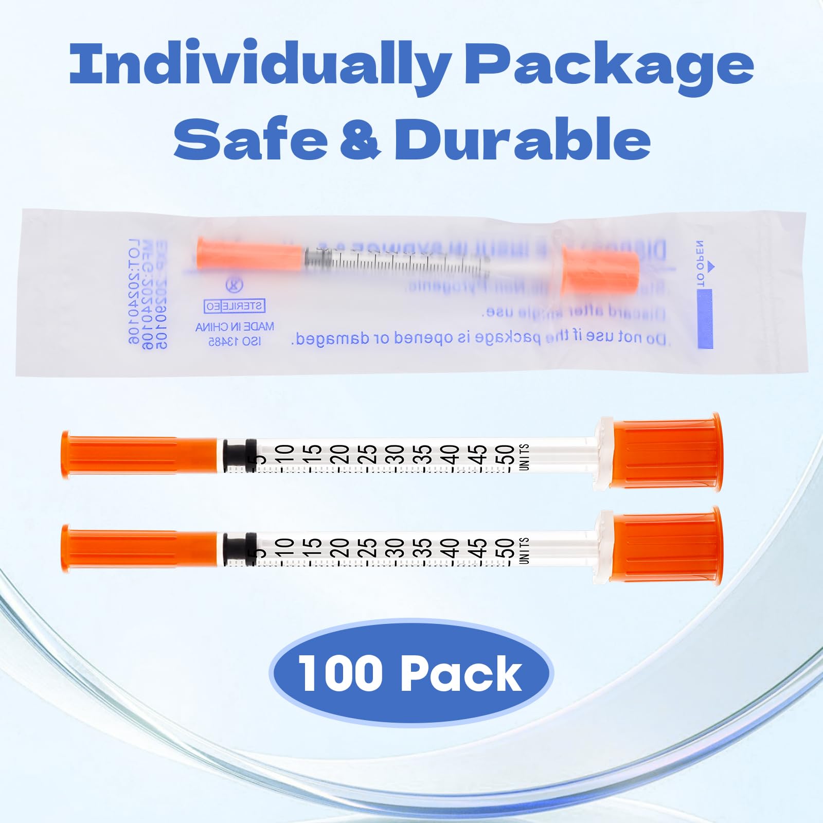 U-100 0.5ml Syringes 30G 5/16"(8mm), Lab Supplies, Individually Wrapped, Pack of 100 — Amazon image 5