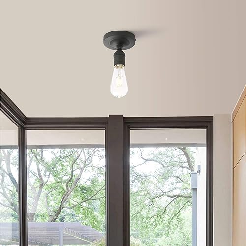 Miniatura 4 de Phansthy Lámpara de techo semiempotrada, lámpara industrial vintage cerca del techo, lámpara colgante para dormitorio, cocina, sala de estar,