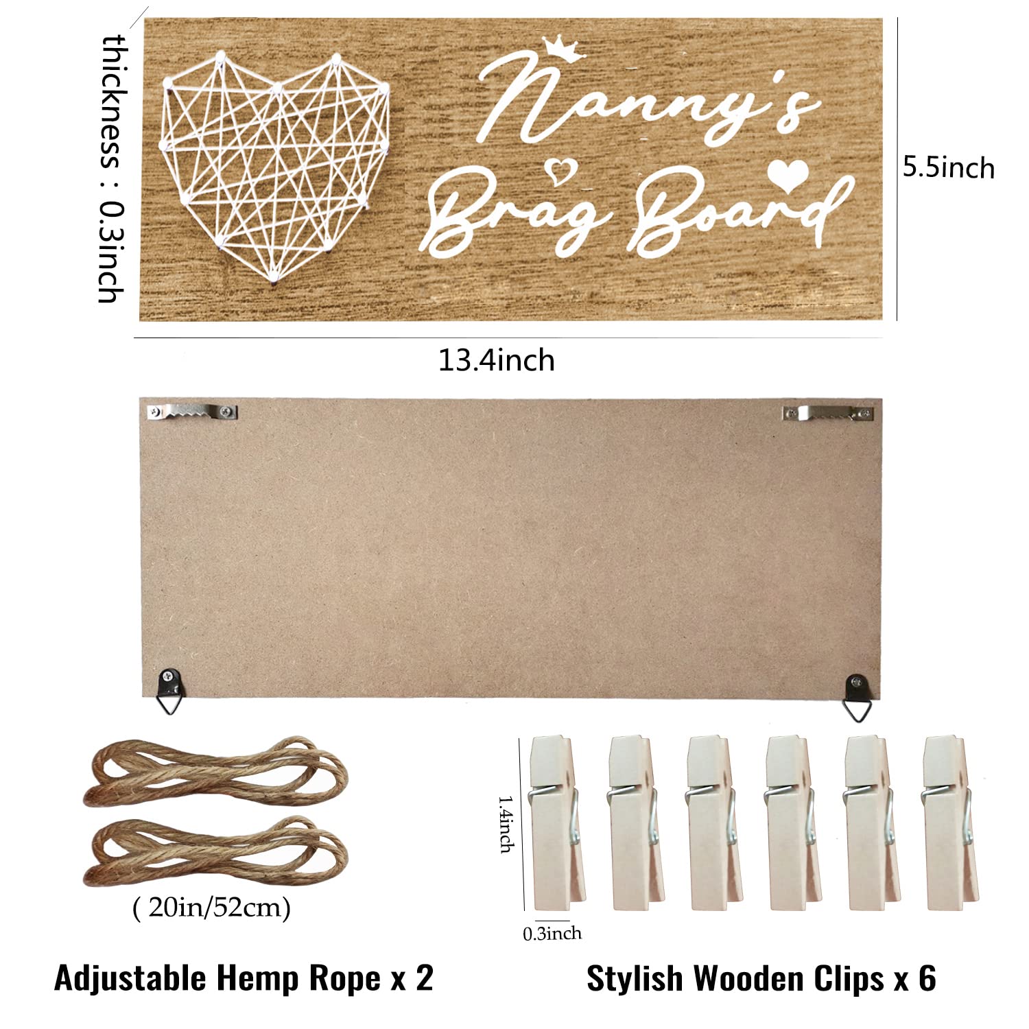 Uyayippk Nanny Brag Board Grandma Gifts Picture Frame Grandma Birthday Gifts From Granddaughter Grandson Hanging Photo Frame Gifts For Grandma Nana Motherâ€™s Day Gifts (Light Color)