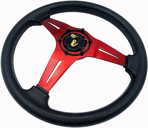 Miniatura 3 de Volante universal de coche para Sim Racing 13.8 "cuero de vinilo plano Sim Racing volante con botón de bocina y radios rojos
