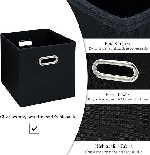 Miniatura 7 de STOREONE Contenedores de almacenamiento de tela, canastas organizadoras (11 x 11 x 11) con asas dobles para armario, cajones de dormitorio, juego de